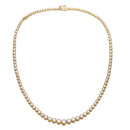 CZ Graduated Tennis Necklace In 14K Gold Over Sterling Silver
