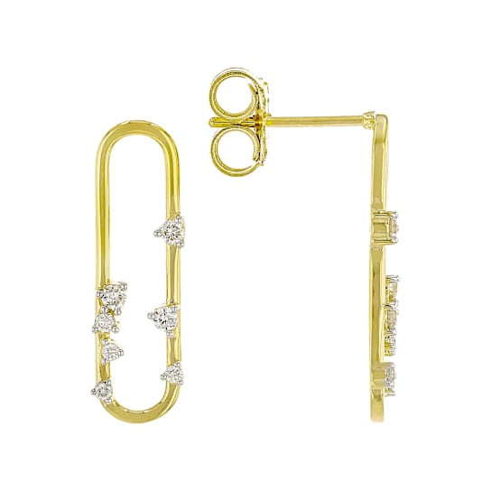 Lab-Grown Diamond Oval Drop Earrings In 18K Gold Over Sterling Silver