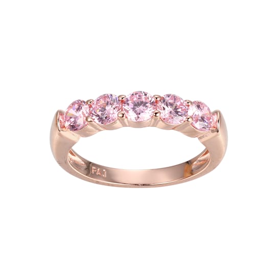 Pink Cubic Zirconia 18k Rose Gold Over Sterling Silver Ring 2.16ctw