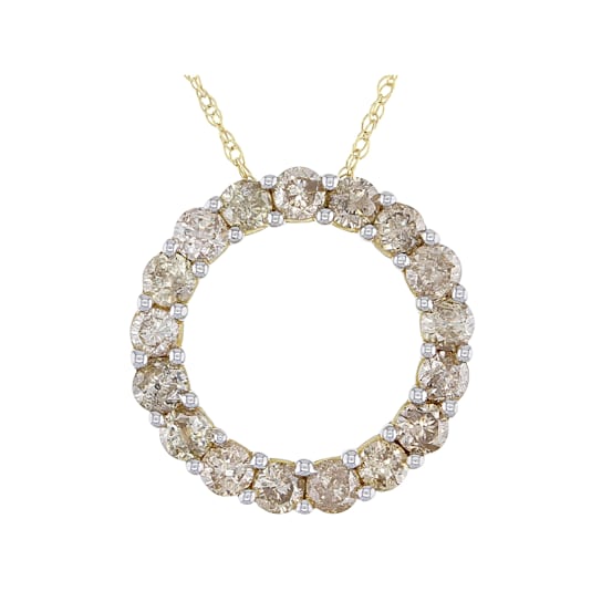 Candlelight Diamonds™ 10k Yellow Gold Circle Pendant With 18" Rope
Chain 1.00ctw