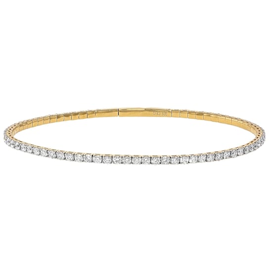 Lab-Grown Diamond Flex Bangle Bracelet In 14K Gold Over Sterling Silver 3.00ctw