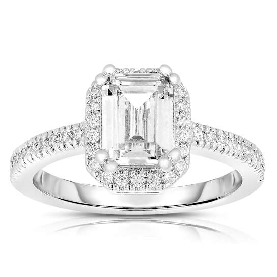 Asscher-Cut CZ Halo Ring In Sterling Silver