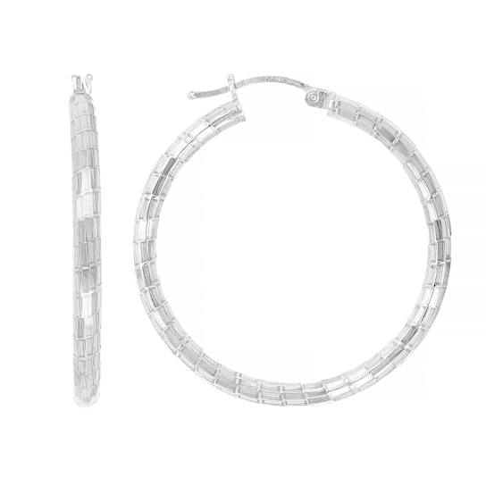 Large Diamond-Cut Hoop Earrings In Sterling Silver
