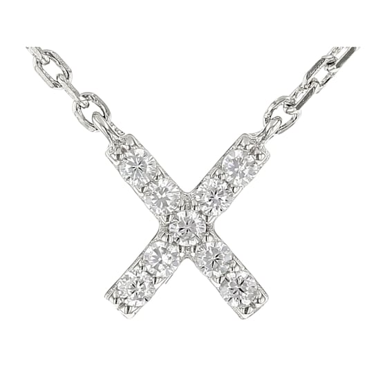 White Cubic Zirconia Rhodium Over Sterling Silver X Necklace 0.14ctw
