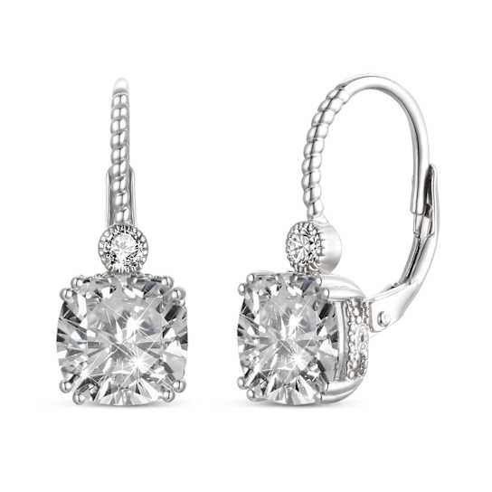 CZ Drop Earrings In Sterling Silver