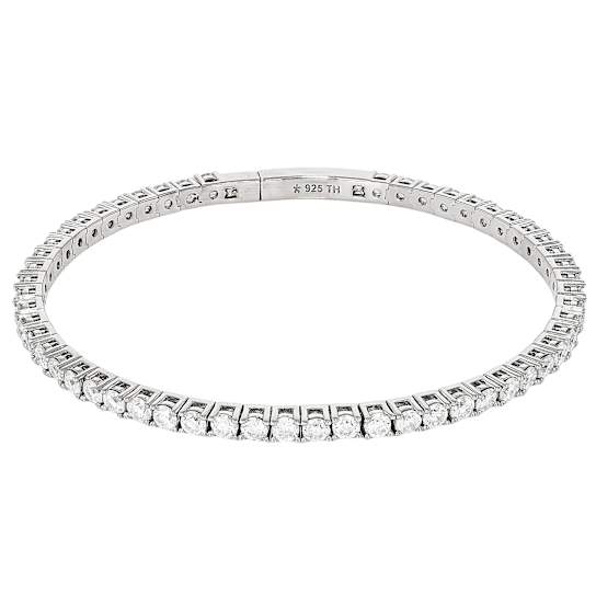 Moissanite Flex Bangle Bracelet In White Metal