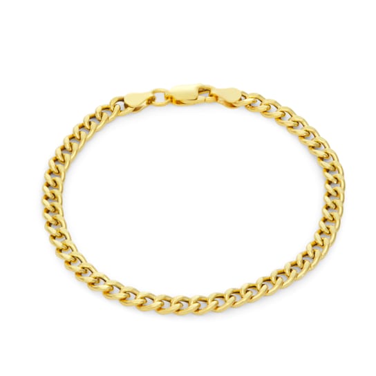 14K Yellow Gold Over Sterling Silver 4.6mm Curb Chain Anklet
