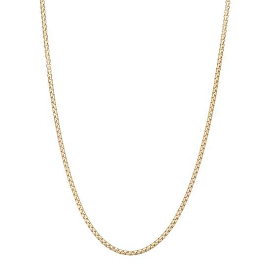 14K Yellow Gold Over Sterling Silver 2.65mm Box Chain Necklace