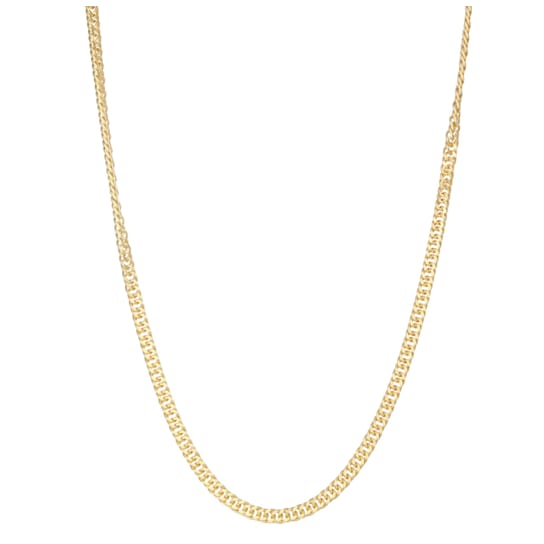 14K Yellow Gold Over Sterling Silver Men's 3.8mm Double Curb Chain Necklace