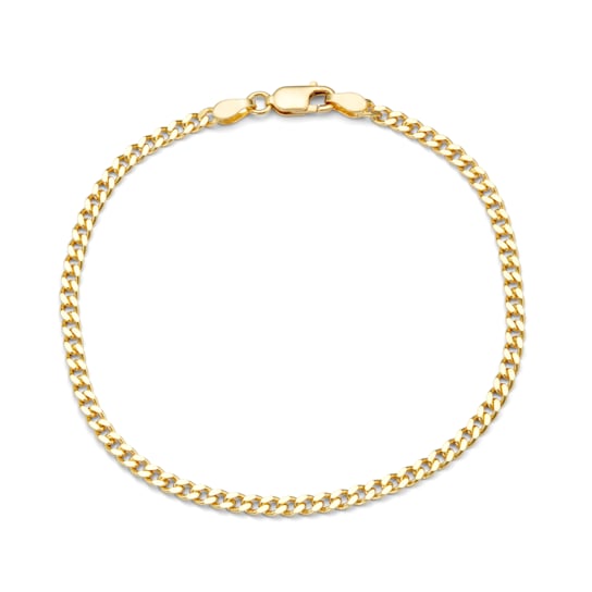 14K Yellow Gold Over Sterling Silver 2.75mm Curb Chain Bracelet