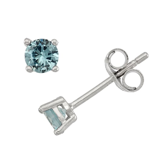 Sterling Silver 4mm Cubic Zirconia March Birthstone Series Stud Earrings