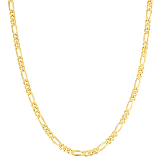 14K Yellow Gold Over Sterling Silver 4mm Figaro Chain Necklace