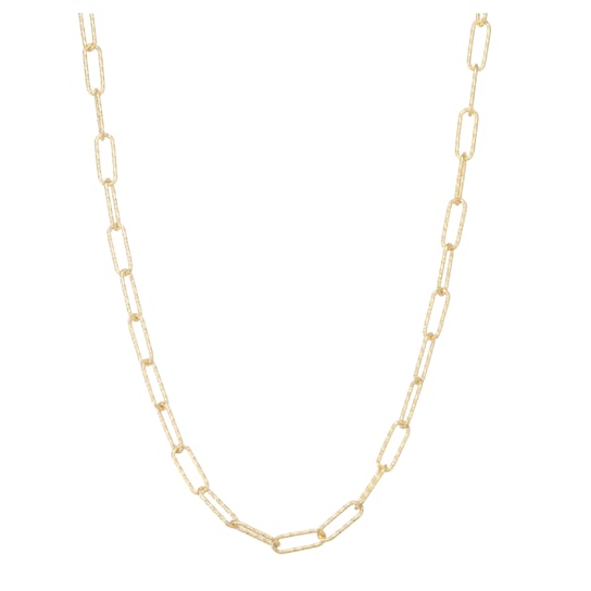 14K Yellow Gold Over Sterling Silver 5mm Diamond Cut Paperclip Chain Necklace