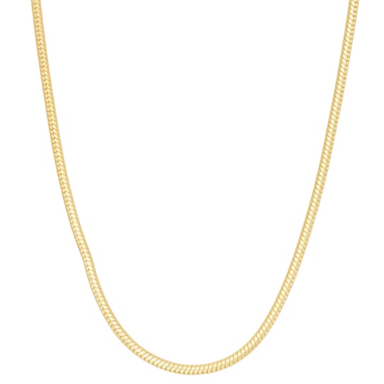 14K Yellow Gold Over Sterling Silver 1.66mm Snake Chain Necklace