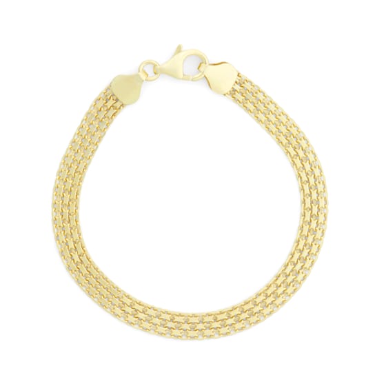 14K Yellow Gold Over Sterling Silver 6mm Bismark Chain Bracelet
