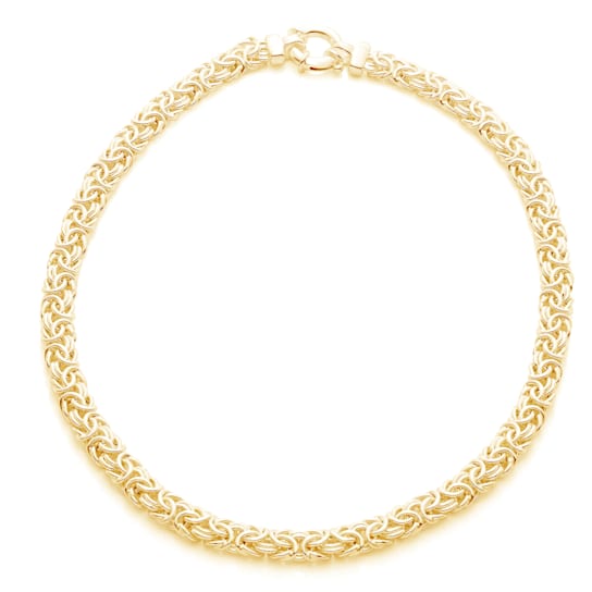 14K Yellow Gold Over Sterling Silver 8.5mm Byzantine Chain Necklace