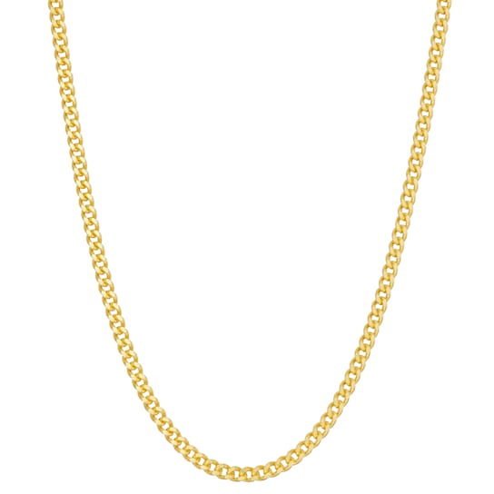 14K Yellow Gold Over Sterling Silver 1.7mm Curb Chain Necklace