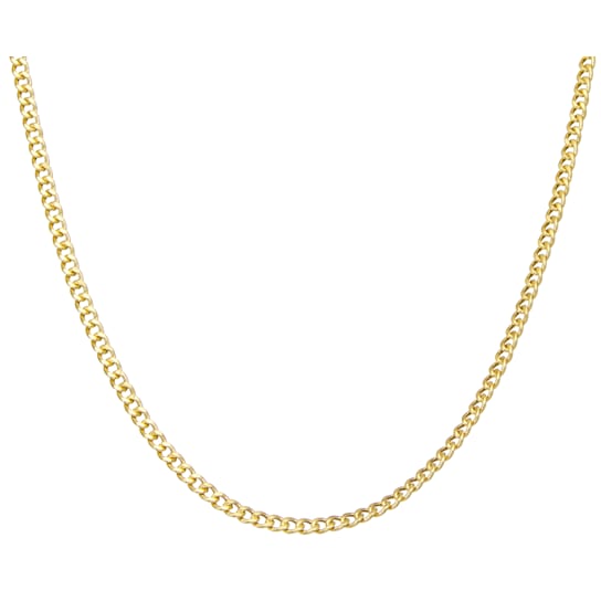 14K Yellow Gold Over Sterling Silver 4.6mm Curb Chain Necklace