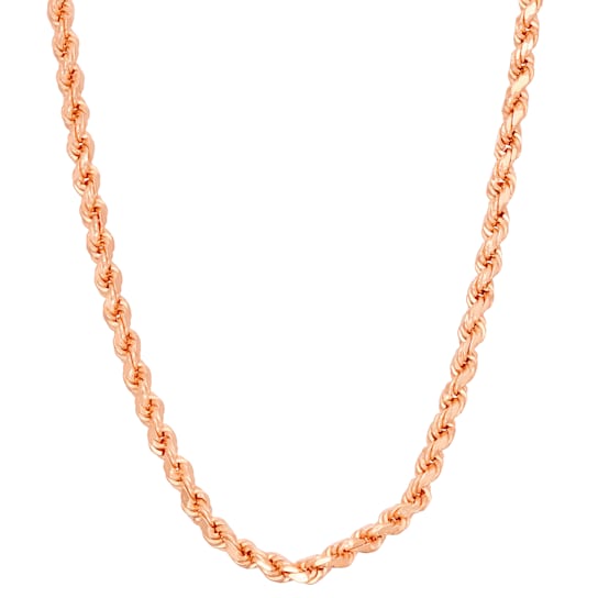 14K Rose Gold Over Sterling Silver 2.35mm Rope Chain Necklace