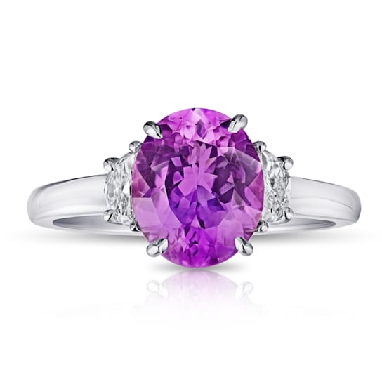 3.57ctw Oval Pink Sapphire and Diamond Ring