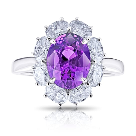4.94ctw Oval Purple Sapphire and Diamond Platinum Ring