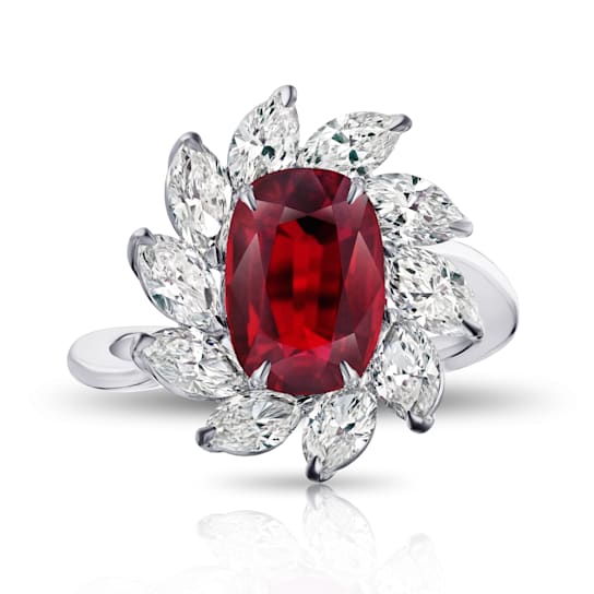6.28ctw Oval Red Ruby and Diamond Platinum Ring