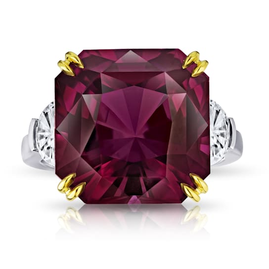 15.28ctw Radiant Cut Purple Spinel and Diamond Platinum Ring