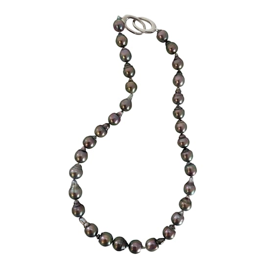 Natural Color Rose with Green Overtone 9-11mm Tahitian Cultured Pearl Strand