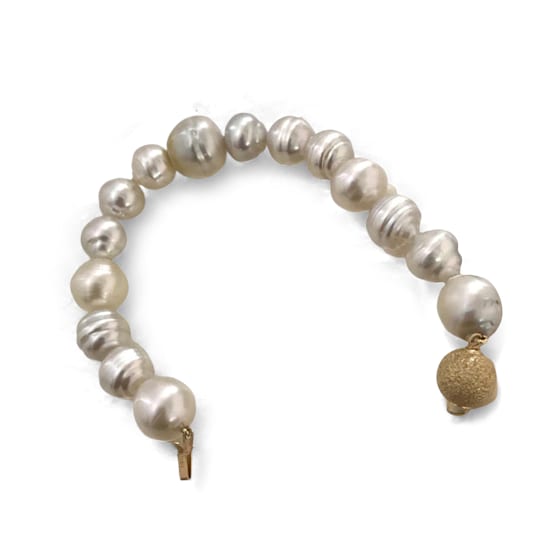 Australian White South Sea Cultured Pearl Baroque Bracelet with 14k
Yellow Gold Clasp