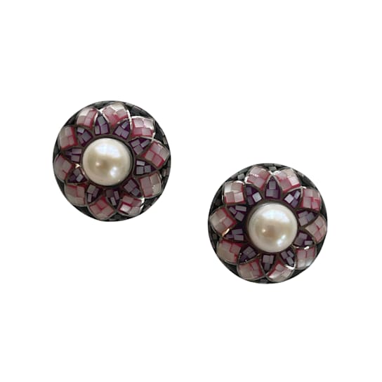 Mosaic 9mm Round Freshwater Cultured Pearl Stud Earrings