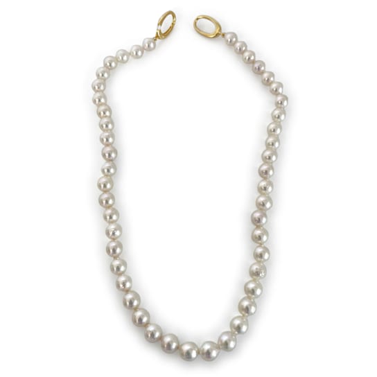 Japanese Akoya High Luster 8.5-8.9mm Cultured Pearl 18" Necklace
with 18K Gold plated Clasp