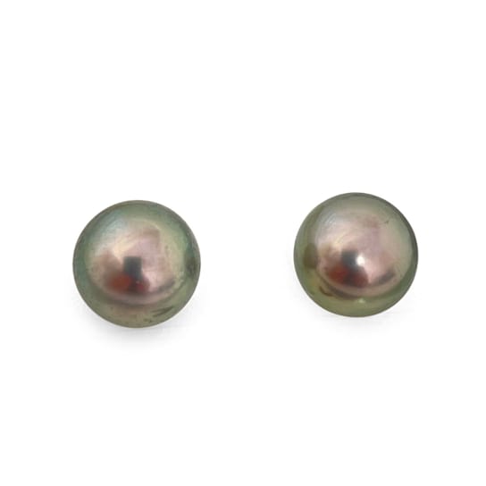 High Luster Tahitian Cultured Pearl 10mm Natural Color Light Peacock
Earrings with 14K Yellow Gold
