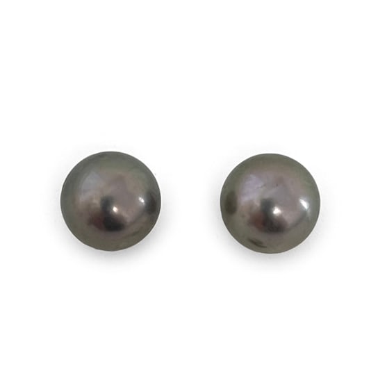 High Luster Tahitian Cultured Pearl 10mm Natural Color Rose Peacock
Earrings with 14K Yellow Gold