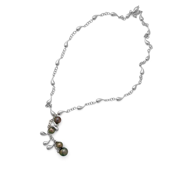 Stylish Necklace with 4 High Luster Vivid Peacock Natural Color 8-11mm
Tahitian Cultured Pearls