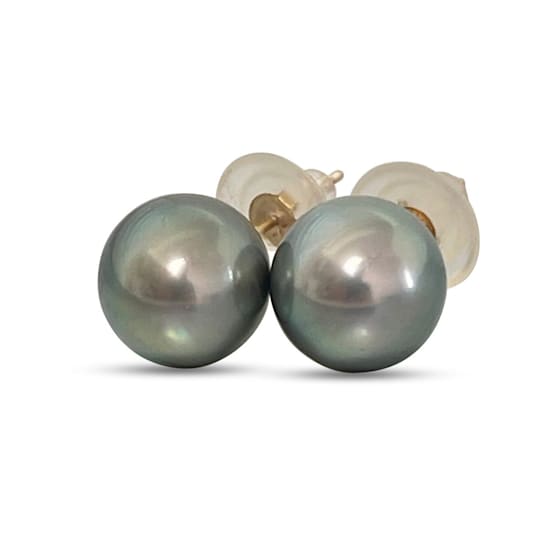 High Luster Tahitian Cultured Pearl Natural Color Medium Peacock 11mm
Earrings with 14K Yellow Gold
