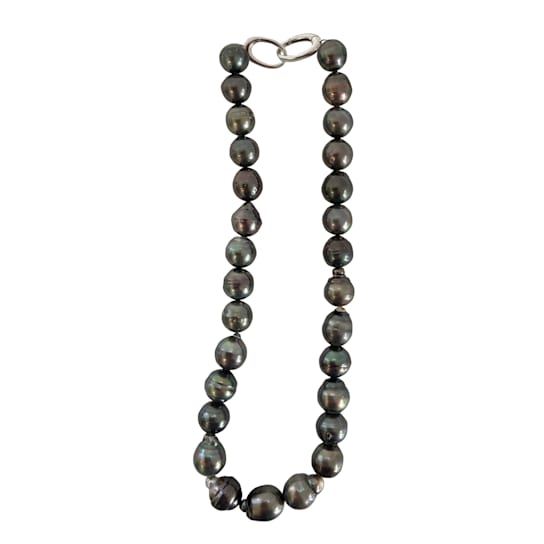 Natural Color Dark Peacock Overtone 12-14mm Tahitian Cultured Pearl Strand