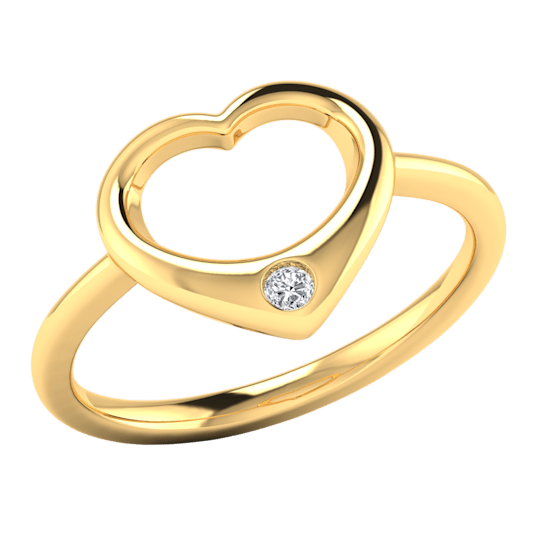 0.03ct Round White Diamond Open Design Heart Ring in 14KT Yellow Gold