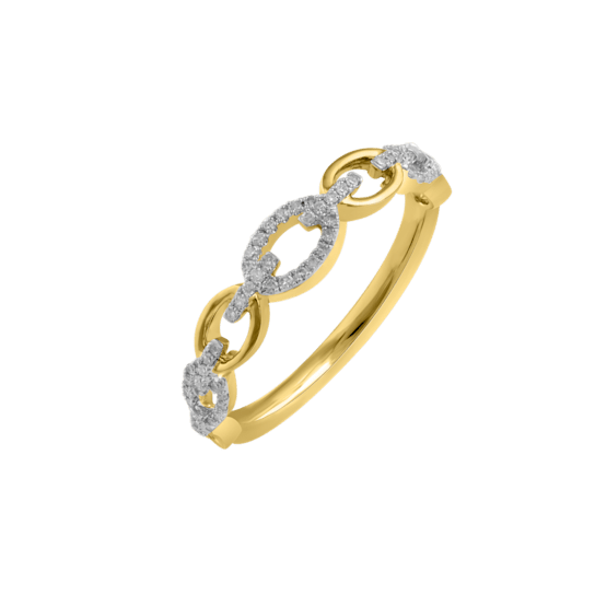 0.14ctw Round White Diamond Open Design Band Ring in 14KT Yellow Gold