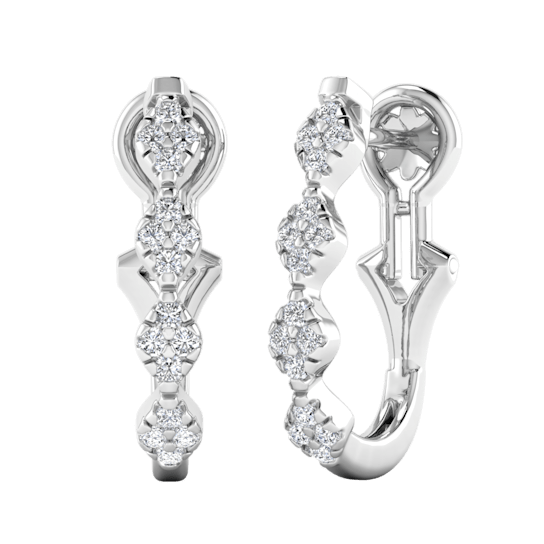 0.29ctw Round White Diamond Huggie Earrings in 14KT White Gold