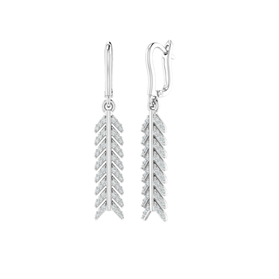 0.35Ct Round White Diamond Arrow Dangling Earring in 14KT White Gold
