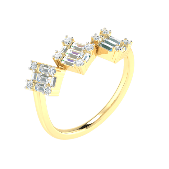 0.50ctw Round and Baguette White Diamond Cluster Style Quad Ring in 14Kt
Yellow Gold