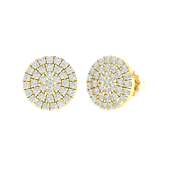0.26ctw Round White Diamond Circle Cluster Stud Earrings in 14kt Yellow Gold