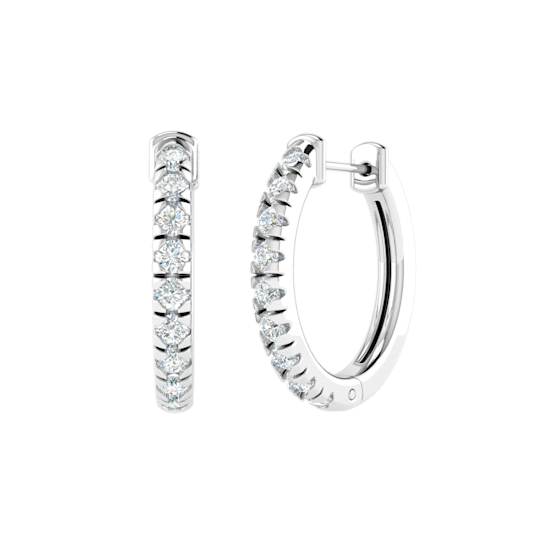 0.16ctw Round White Diamond Huggie Hoop Earrings in 14KT White Gold