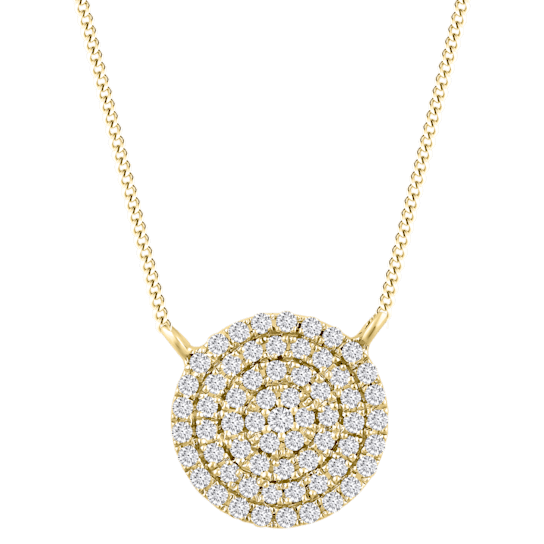 0.19Ct Round White Diamond Button Pendant Necklace in 14KT Yellow Gold