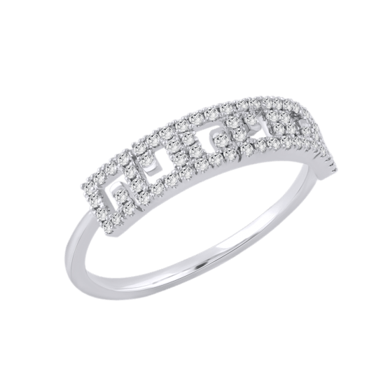 0.26ctw Round White Diamond Greek Key Design Ring in 14K White Gold
