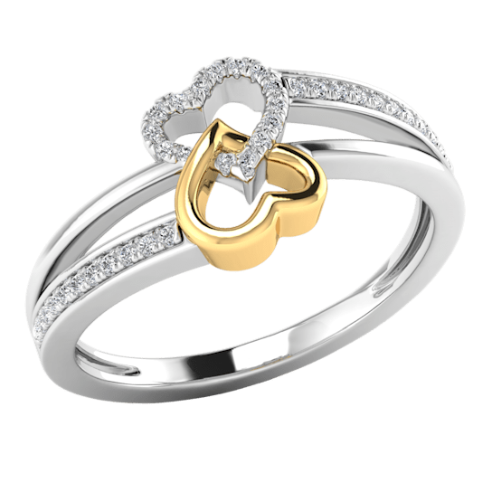 0.11ctw Round White Diamond Forever Together Promise Heart Ring in 14KT
Two-Tone Gold