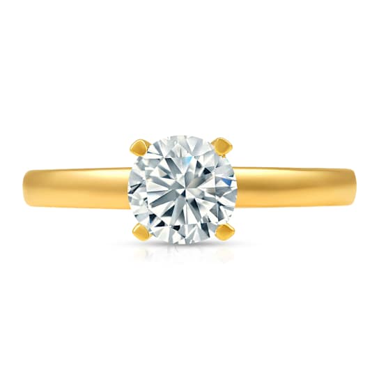 14K Yellow Gold Solitaire Lab Grown Diamond Ring 0.75 cttw