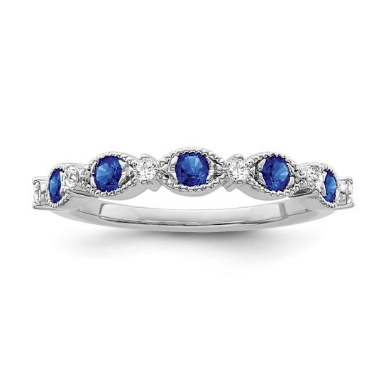Sterling Silver Diamond and Sapphire Ring 0.10ctw
