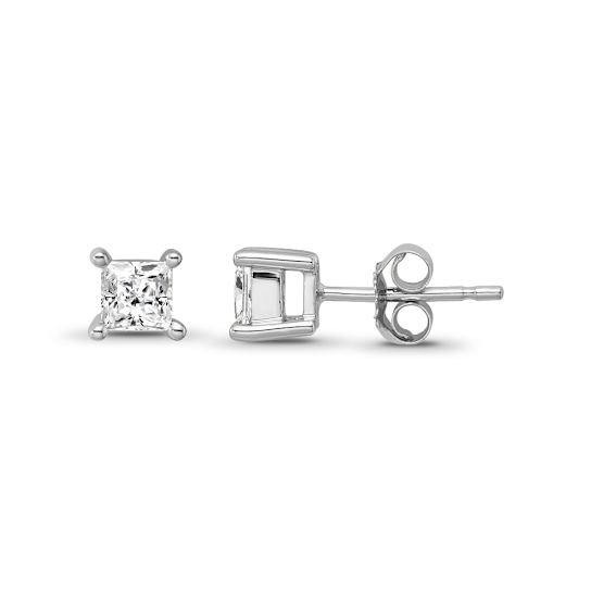 Diamond 0.10Ctw 14k White Gold Earrings