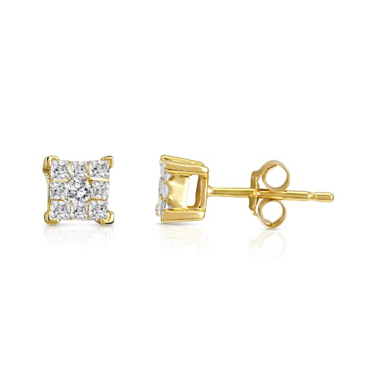 Diamond 0.25Ctw 10k Yellow Gold Earrings